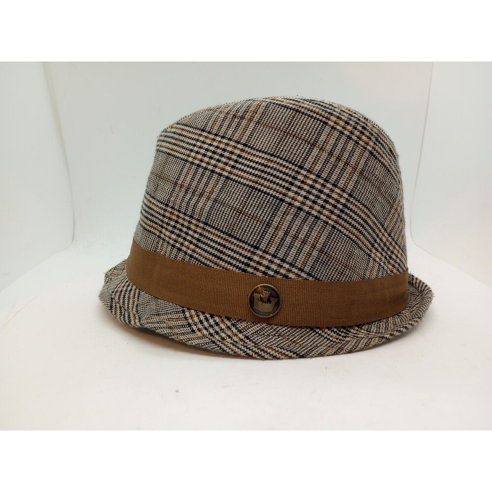 Goorin Bros. Mens Hat Size Small Brown Plaid Hipster Round Small Brim Fedora